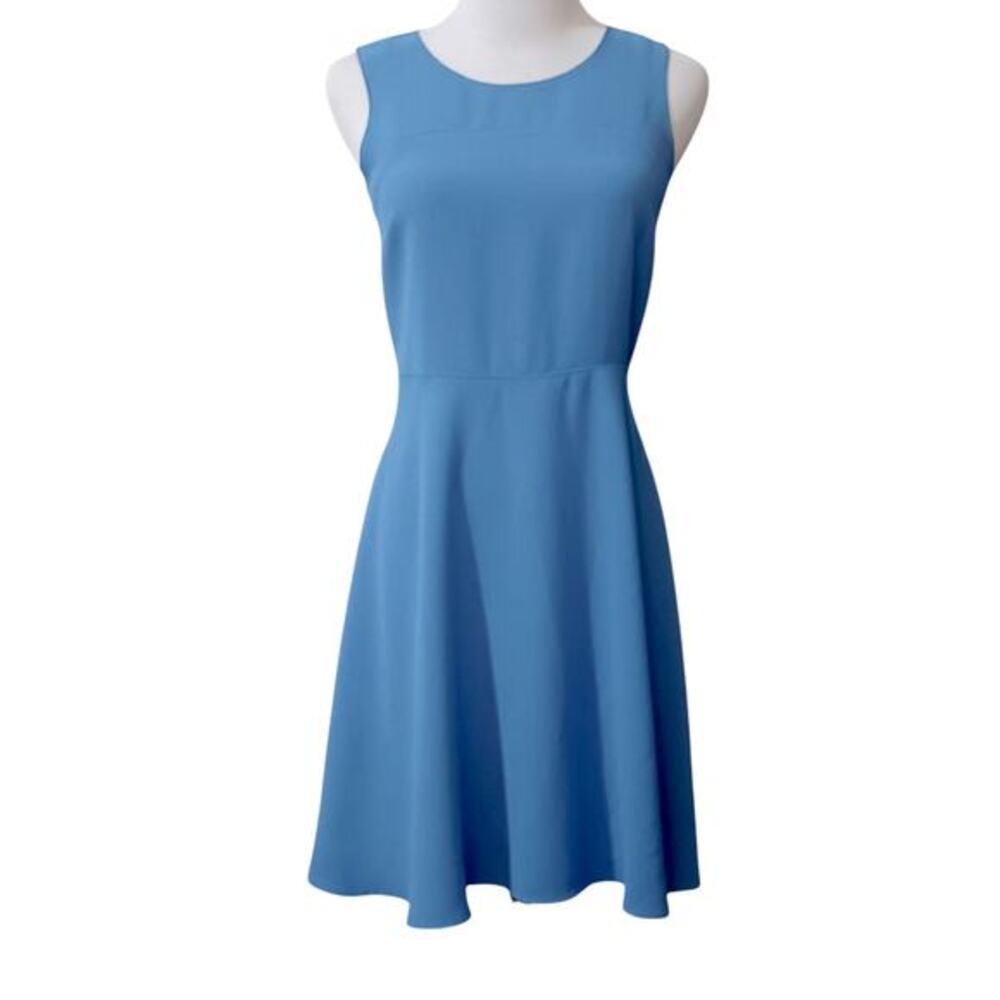 LOFT A-Line Dress Midi XS 0 Petite Blue Circle Skirt Dressy‎ Event Office Career